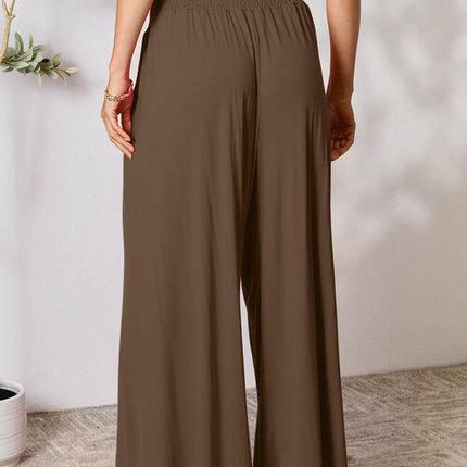 Basic Bae Full Size Smocked Wide Waistband Wide Leg Women Pants
