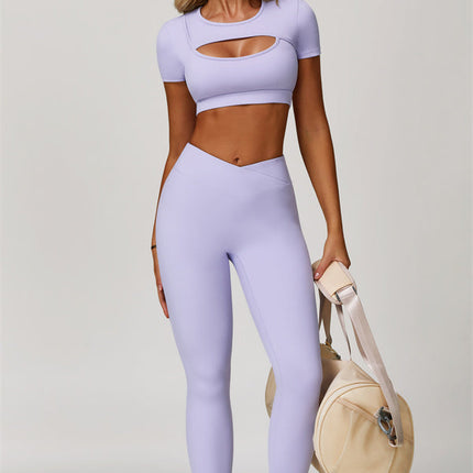 The Lavish Cut-out Crop Top Leggings 2-Piece Set