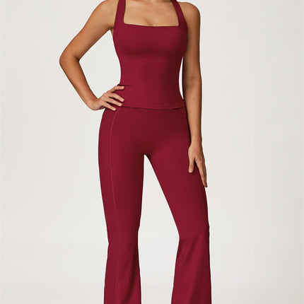 The Glacier Crop Tank Flared Leggings 2-Piece Set