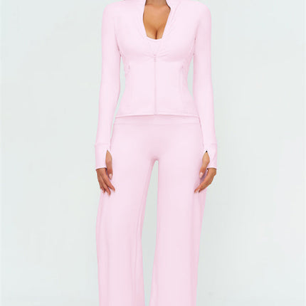 The Twirl Zip Jacket Sports Bra New Straight Leg Pants 3-Piece Set