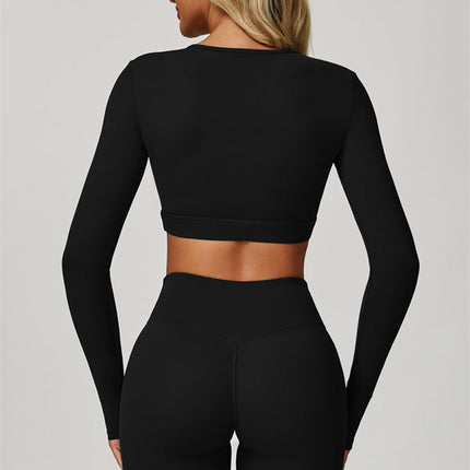 The Lavish Long Sleeve Cut-out Crop Top Flared Leggings 2-Piece Set