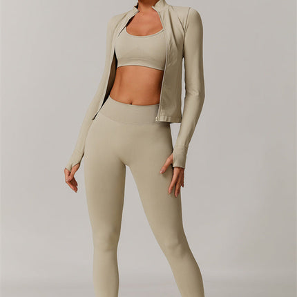 The Nova Luxe Jacket Sports Bra Leggings 3-Piece Set
