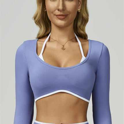 The Prime Line Long Sleeve Crop Top Shorts 2-Piece Set