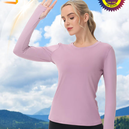 Women's UPF 50+ Sun Protection Long Sleeve Shirt - Athletic Rash Guard with Thumb Holes