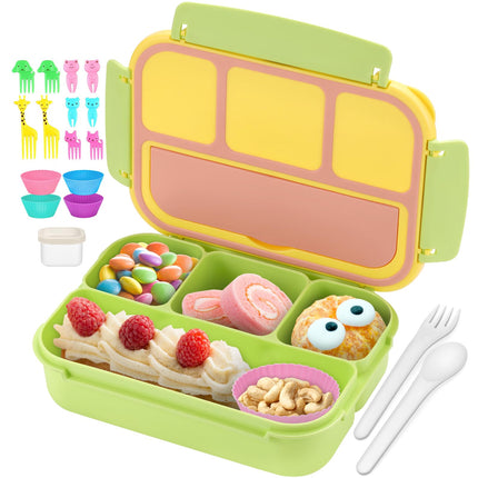 Bento Lunch Box for Kids - 4 Compartment Leak-Proof School Lunch Container with Utensils Purple