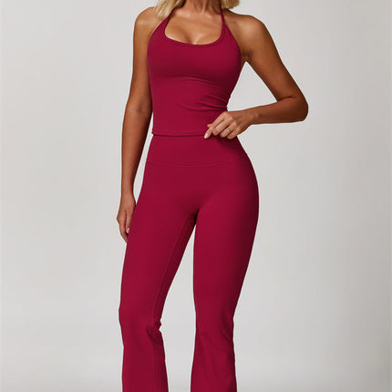 The Surge Halter Crop Top Flared Leggings 2-Piece Set