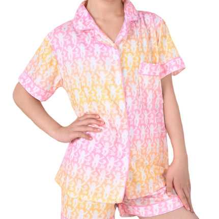 Roller Rabbit Pajamas Kids - Girls Summer 2 Piece Set - Button Down Top and Shorts