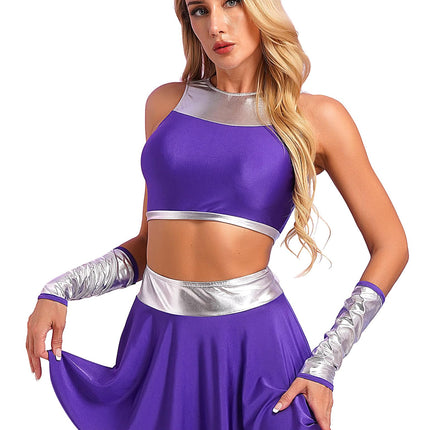 Cheerleader Costume - Women's Crop Top with Pleated Mini Skirt Uniform