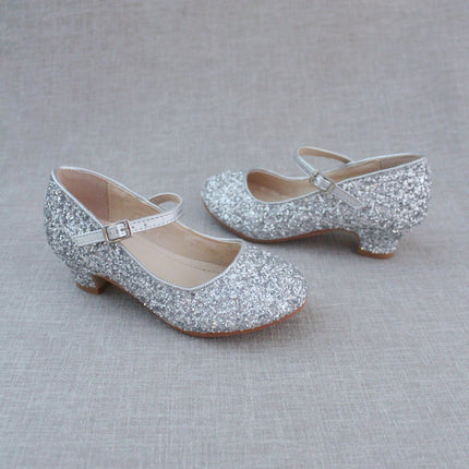 Rock Glitter Mary Jane with Glitter Heels for Girls
