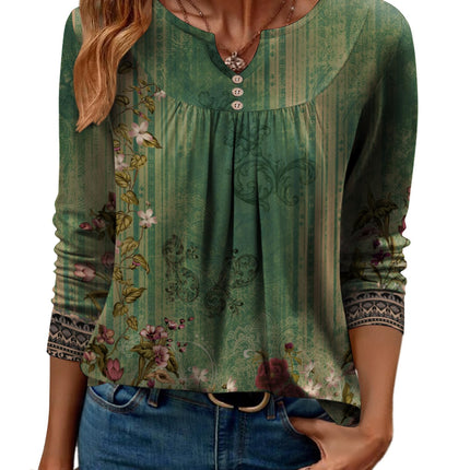Women Long Sleeve V Neck Blouse - Casual Dressy Work Tunic Top with Pleated Detail 2025