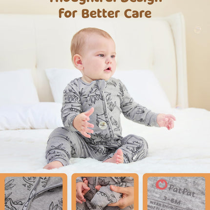 PATPAT Baby Footie Pajamas - Premium Tencel Lyocell & Wool Romper with 2-Way Zipper
