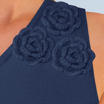 Women's One Shoulder Maxi Dress - Floral Ribbed Knit Summer Cocktail Dress