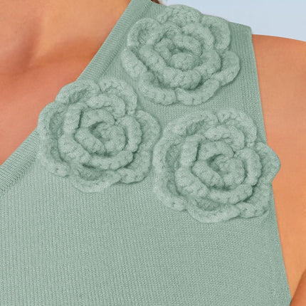 Women's One Shoulder Maxi Dress - Floral Ribbed Knit Summer Cocktail Dress