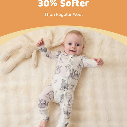 PATPAT Baby Footie Pajamas - Premium Tencel Lyocell & Wool Romper with 2-Way Zipper
