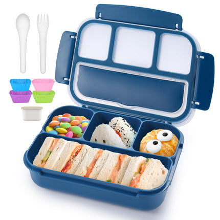 Bento Lunch Box for Kids - 4 Compartment Leak-Proof School Lunch Container with Utensils Purple