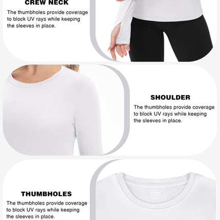 Women's UPF 50+ Sun Protection Long Sleeve Shirt - Athletic Rash Guard with Thumb Holes
