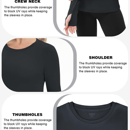Women's UPF 50+ Sun Protection Long Sleeve Shirt - Athletic Rash Guard with Thumb Holes