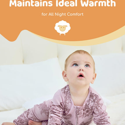 PATPAT Baby Footie Pajamas - Premium Tencel Lyocell & Wool Romper with 2-Way Zipper