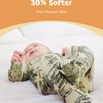 PATPAT Baby Footie Pajamas - Premium Tencel Lyocell & Wool Romper with 2-Way Zipper