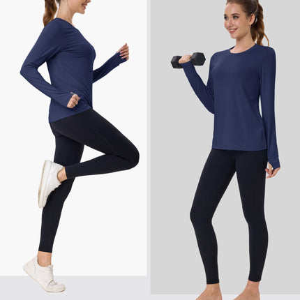 Women's UPF 80+ Long Sleeve Rash Guard - Quick Dry Athletic Shirt with Thumb Holes