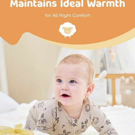 PATPAT Baby Footie Pajamas - Premium Tencel Lyocell & Wool Romper with 2-Way Zipper
