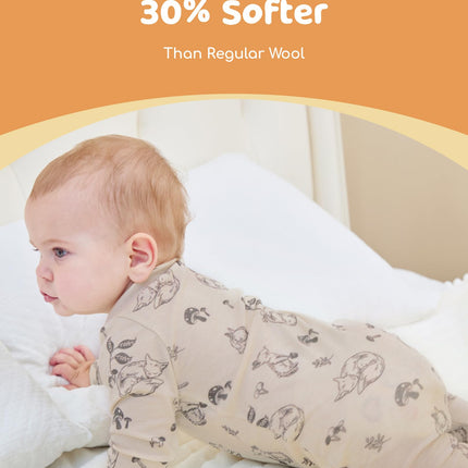 PATPAT Baby Footie Pajamas - Premium Tencel Lyocell & Wool Romper with 2-Way Zipper