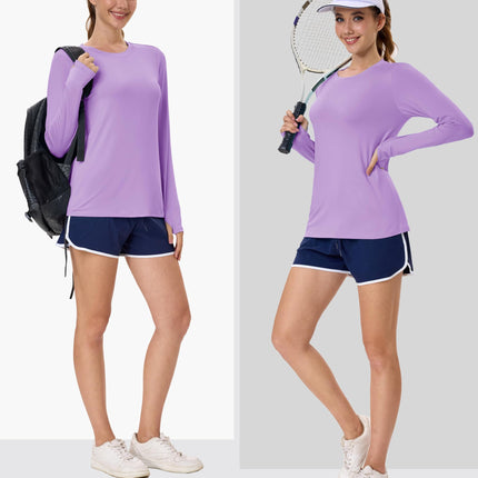 Women's UPF 80+ Long Sleeve Rash Guard - Quick Dry Athletic Shirt with Thumb Holes