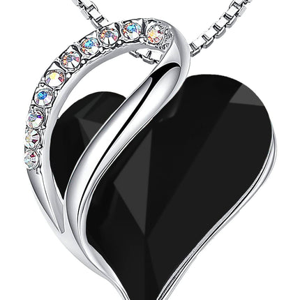 Infinity Love Birthstone Heart Necklace - 18K White Gold Plated Crystal Pendant Gift for Women