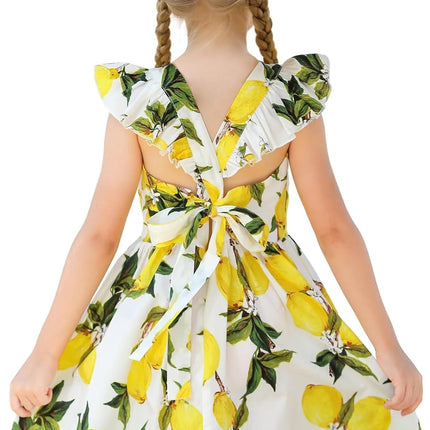 Girls Floral Cotton Dress - Sleeveless Summer Dress with Zipper Closure