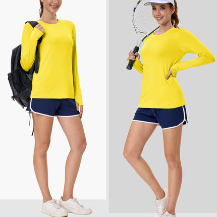 Women's UPF 80+ Long Sleeve Rash Guard - Quick Dry Athletic Shirt with Thumb Holes