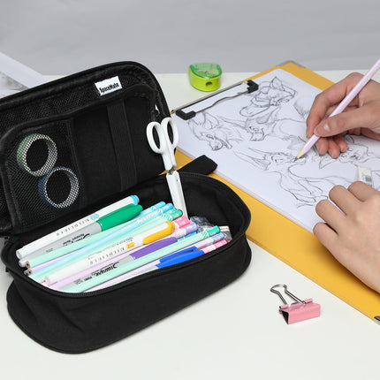 Large Pencil Case 1800ml - Heavy Duty Canvas School Supplies Organizer for Kids Students