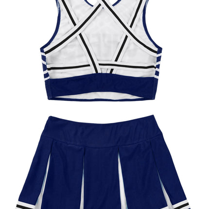 Cheerleader Costume - Women's Crop Top with Pleated Mini Skirt Uniform