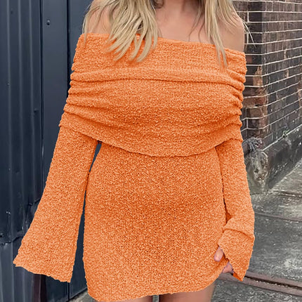 Women's Off Shoulder Beach Cover Up - Sheer Bell Sleeve Mini Dress for Swimwear