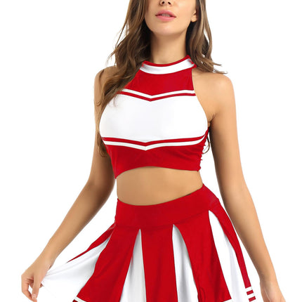 Cheerleader Costume - Women's Crop Top with Pleated Mini Skirt Uniform