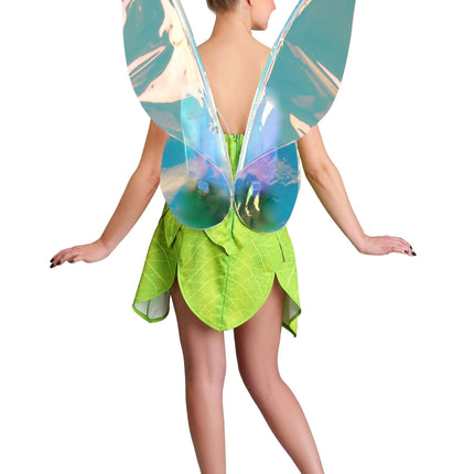 Fairytale Tink Costume - Women's Fairy Dress with Wings and Leaf Panels