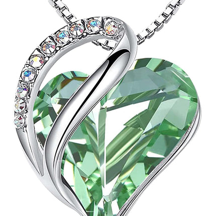 Infinity Love Birthstone Heart Necklace - 18K White Gold Plated Crystal Pendant Gift for Women