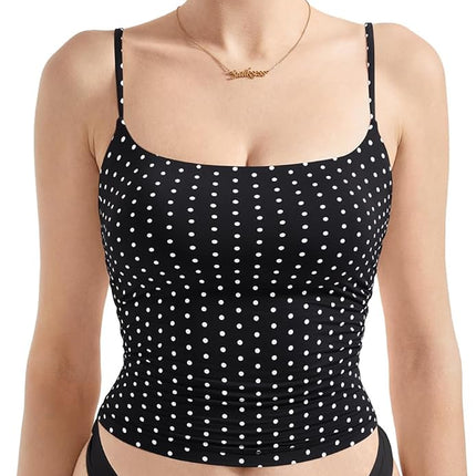 Women Square Neck Tank Top - Summer Cami with Adjustable Straps