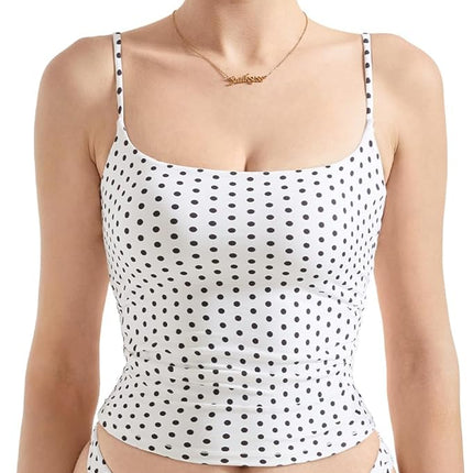 Women Square Neck Tank Top - Summer Cami with Adjustable Straps