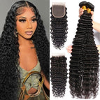 26 28 30+22 Inch / Deep Wave Bundles with Closure