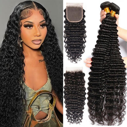 Brazilian Virgin Hair Bundles Deep Wave Human Hair Extensions