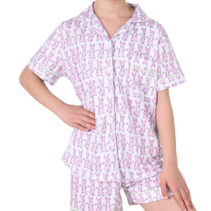 Roller Rabbit Pajamas Kids - Girls Summer 2 Piece Set - Button Down Top and Shorts