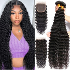 18 20 22+16 Inch / Deep Wave Bundles with Closure