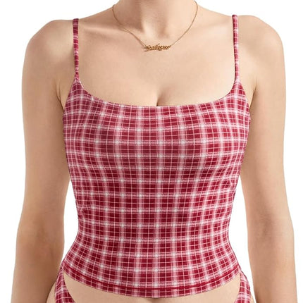 Women Square Neck Tank Top - Summer Cami with Adjustable Straps
