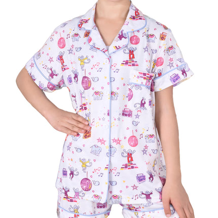Roller Rabbit Pajamas Kids - Girls Summer 2 Piece Set - Button Down Top and Shorts