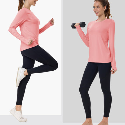 Women's UPF 80+ Long Sleeve Rash Guard - Quick Dry Athletic Shirt with Thumb Holes