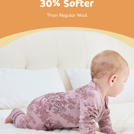 PATPAT Baby Footie Pajamas - Premium Tencel Lyocell & Wool Romper with 2-Way Zipper