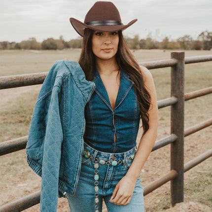 Women's Western Rhinestone Cowboy Hat - Bling Diamond Band Rodeo Fedora