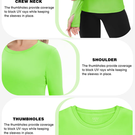 Women's UPF 50+ Sun Protection Long Sleeve Shirt - Athletic Rash Guard with Thumb Holes