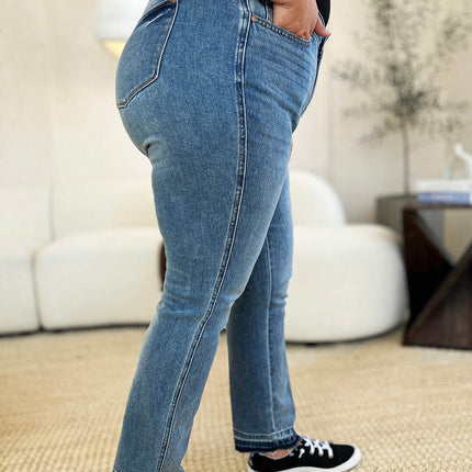 Judy Blue Full Size Mid Rise Rigid Magic Release Hem Women Jeans