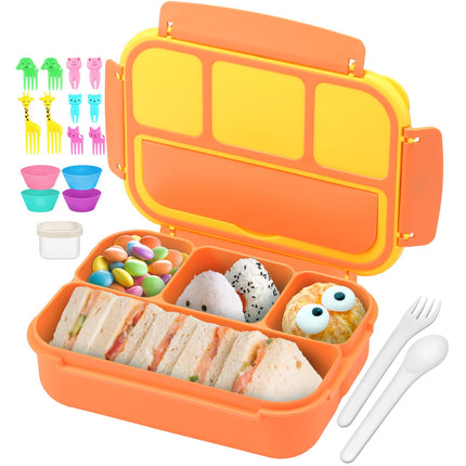 Bento Lunch Box for Kids - 4 Compartment Leak-Proof School Lunch Container with Utensils Purple